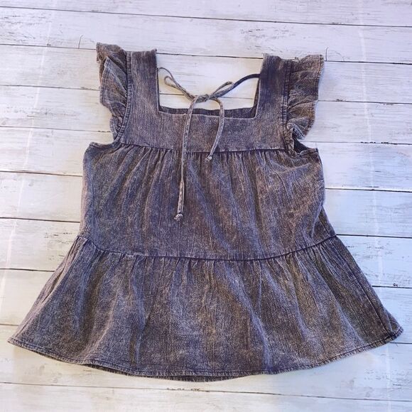 Hem & Thread Women’s Peplum Ruffled Sleeve Tank Top Shirt Size S - Picture 2 of 3